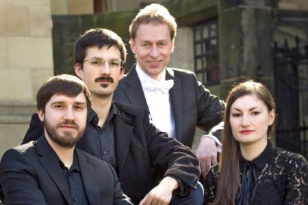 Das Ensemble Concerto Giovannini: Uwe Ulbrich (Violine), Dávid Budai (Viola da gamba), Karsten Henschel (Countertenor) und Julia Chmilewska (Cembalo)