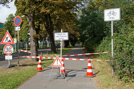 Wegen der Fällarbeiten in der Warnemünder Parkstraße kam es in den vergangenen Tagen zu Einschränkungen im PKW- und Radverkehr.