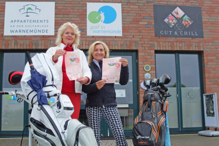 Die Vorfreude von Katrin Buller (l.) und Petra Westphal ist groß: „Lasst uns gemeinsam einen unvergesslichen Tag erleben – voller Sport und Freude“, werben die beiden Golferinnen.